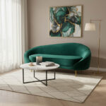 Καναπές 3θέσιος Amora pakoworld βελούδο κυπαρισσί-χρυσό 180x81x77εκ - Image 2