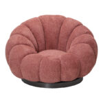 Πολυθρόνα περιστρεφόμενη με σκαμπό Nester pakoworld μπουκλέ ύφασμα σε απόχρωση σάπιο μήλο 98x97x69εκ - Image 3
