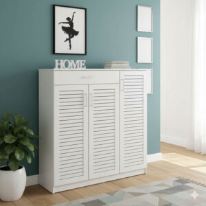 Παπουτσοθήκη-ντουλάπι SANTE pakoworld 30 ζεύγων σε λευκή απόχρωση 120x37x123εκ