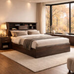 Κρεβάτι Mozart pakoworld σε χρώμα καρυδί 160x200εκ