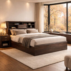 Κρεβάτι Mozart pakoworld σε χρώμα καρυδί 160x200εκ