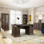 Γραφείο εργασίας Mozart pakoworld με συρτάρια χρώμα καρυδί 160x60x78εκ - Image 2