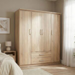 Ντουλάπα ρούχων τετράφυλλη Olympus pakoworld σε sonoma απόχρωση 159x57x183εκ - Image 2