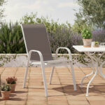 Πολυθρόνα Calan pakoworld μέταλλο λευκό-textilene καφέ 54x74x91εκ - Image 3