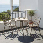 Tραπεζαρία Sussie-Vergo pakoworld σετ 3τεμ σαμπανιζέ μέταλλο-αλουμίνιο Φ60x70εκ