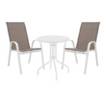 Τραπεζαρία Vergo-Calan pakoworld 3τεμ λευκό μέταλλο Φ60x70εκ