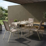 Τραπεζαρία Valor-Calan pakoworld σετ 5τεμ μέταλλο σε σαμπανιζέ απόχρωση 110x60x70εκ