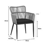 Πολυθρόνα Naoki pakoworld pe rattan -metal σε φυσική απόχρωση με μαύρα πόδια/μαξιλάρι 59x62.5x82εκ - Image 8