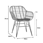 Πολυθρόνα Naoki pakoworld rattan σε φυσική απόχρωση με μαύρο μαξιλάρι και μεταλλικό μαύρο πόδι 58x64x81εκ - Image 2