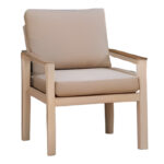 Σαλόνι κήπου Fashionable pakoworld σετ 4τμχ ύφασμα μπεζ-λευκό αλουμίνιο-plywood σε φυσική απόχρωση - Image 3