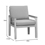 Σαλόνι κήπου Fashionable pakoworld σετ 4τμχ ύφασμα μπεζ-λευκό αλουμίνιο-plywood σε φυσική απόχρωση - Image 6