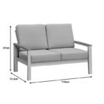 Σαλόνι κήπου Fashionable pakoworld σετ 4τμχ ύφασμα μπεζ-λευκό αλουμίνιο-plywood σε φυσική απόχρωση - Image 7