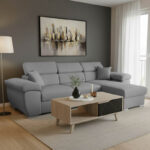 Γωνιακός καναπές-κρεβάτι αναστρέψιμος Comy pakoworld γκρι 286x160x75-90εκ