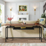 Κονσόλα Onole pakoworld σε καρυδί - μαύρο μέταλλο 180x35x82εκ - Image 3