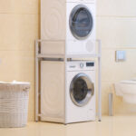 Ραφιέρα στήριξης πλυντηρίου - στεγνωτηρίου Delavar pakoworld μέταλλο λευκό 72x60x116εκ - Image 2