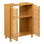 Πάγκος-ντουλάπι μπάνιου Sicela pakoworld χρώμα φυσικό 60x28x80εκ - Image 2