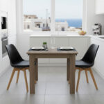 Τραπεζαρία Manka Ι -Gaston pakoworld σετ 3τεμ σε sonoma truffle-μαύρη απόχρωση 80x80x77εκ