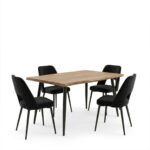 Τραπεζαρία με Καρέκλες Murde Μαύρο και Τραπέζι Neve Μαύρο 140x80x75εκ Σετ 5τεμ - Image 2