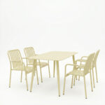 Τραπεζαρία Heven Vista pakoworld σετ 5τεμ σαμπανί αλουμίνιο 120x70x72εκ - Image 2