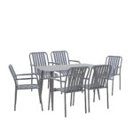 Τραπεζαρία Heven Vista pakoworld σετ 7τεμ ανθρακί αλουμίνιο 120x70x72εκ - Image 2