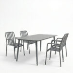 Τραπεζαρία Heven Vista pakoworld σετ 5τεμ ανθρακί αλουμίνιο 150x80x72εκ - Image 2