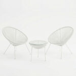 Σαλόνι Εξωτερικού Χώρου Acapulco pakoworld Σετ 3τεμ λευκό μέταλλο με pe rattan Φ50x52εκ - Image 2