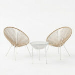 Σαλόνι Εξωτερικού Χώρου Acapulco pakoworld  Σετ 3τεμ pe rattan σε φυσική απόχρωση με λευκό μέταλλο Φ50x52εκ - Image 2