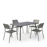 Τραπεζαρία Moraja Federal pakoworld σετ 5τεμ μαύρο μέταλλο 140x80x72εκ - Image 2