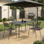 Τραπεζαρία Moraja Federal pakoworld σετ 5τεμ μαύρο μέταλλο 140x80x72εκ