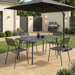 Τραπεζαρία Moraja Federal pakoworld σετ 5τεμ μαύρο μέταλλο 140x80x72εκ