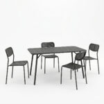 Τραπεζαρία Moraja Deraby Ι pakoworld σετ 5τεμ μαύρο μέταλλο 140x80x72εκ - Image 2