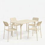 Τραπεζαρία Moraja Deraby pakoworld σετ 5τεμ κρεμ μέταλλο 140x80x72εκ - Image 2