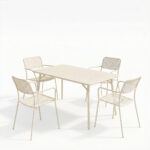 Τραπεζαρία Moraja Federal pakoworld σετ 5τεμ κρεμ μέταλλο 140x80x72εκ - Image 2