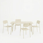 Τραπεζαρία Moraja Deraby Ι pakoworld σετ 5τεμ κρεμ μέταλλο 140x80x72εκ - Image 2