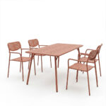 Τραπεζαρία Moraja Deraby pakoworld σετ 5τεμ terracotta μέταλλο 140x80x72εκ - Image 2