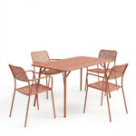 Τραπεζαρία Moraja Federal pakoworld σετ 5τεμ terracotta μέταλλο 140x80x72εκ - Image 2