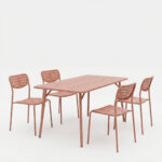 Τραπεζαρία Moraja Deraby Ι pakoworld σετ 5τεμ terracotta μέταλλο 140x80x72εκ - Image 2