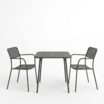 Τραπεζαρία Moraja Federal pakoworld σετ 3τεμ μαύρο μέταλλο 70x70x73εκ - Image 2