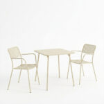 Τραπεζαρία Moraja Federal pakoworld σετ 3τεμ κρεμ μέταλλο 70x70x73εκ - Image 2