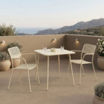 Τραπεζαρία Moraja Federal pakoworld σετ 3τεμ κρεμ μέταλλο 70x70x73εκ