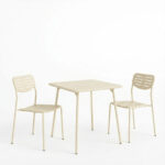 Τραπεζαρία Moraja Deraby I pakoworld σετ 3τεμ κρεμ μέταλλο 70x70x73εκ - Image 2