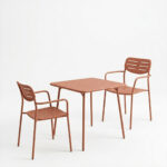 Τραπεζαρία Moraja Deraby pakoworld σετ 3τεμ terracotta μέταλλο 70x70x73εκ - Image 2