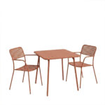 Τραπεζαρία Moraja Federal pakoworld σετ 3τεμ terracotta μέταλλο 70x70x73εκ - Image 2