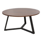 Τραπέζι σαλονιού Berton pakoworld σε καρυδί απόχρωση με μαύρο μέταλλο Φ80x40εκ - Image 2