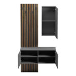 Έπιπλο εισόδου με καθρέπτη Arika pakoworld σε oak-ανθρακί απόχρωση 100x37.1x199.5εκ - Image 2