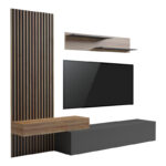 Σύνθετο σαλονιού Litende pakoworld σε ανθρακί-oak απόχρωση 249.4x42.2x199.5εκ - Image 3