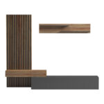 Σύνθετο σαλονιού Litende pakoworld σε ανθρακί-oak απόχρωση 249.4x42.2x199.5εκ - Image 4