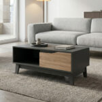 Τραπέζι σαλονιού Judas pakoworld ανθρακί-sonoma 90x45x38.5εκ