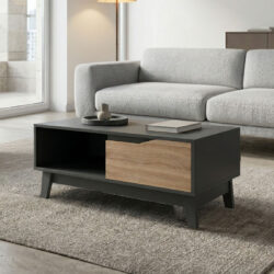 Τραπέζι σαλονιού Judas pakoworld ανθρακί-sonoma 90x45x38.5εκ