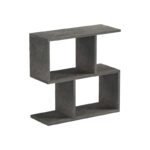 Βοηθητικό τραπέζι-βιβλιοθήκη Wesmol pakoworld ανθρακί όψη μαρμάρου 50x20x50εκ - Image 2